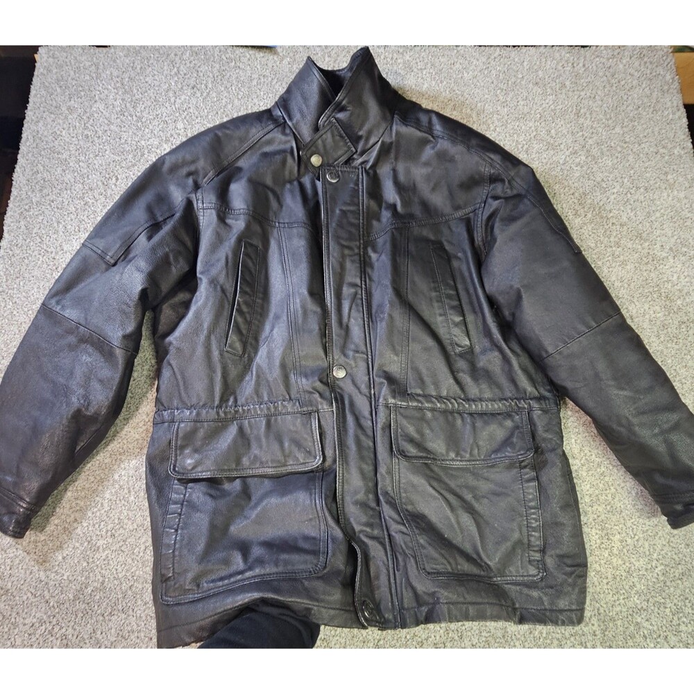 Vintage Expression Contemporary Men’s Leather Jacket SZ L Black Great‎ Condition